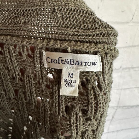 Croft & Barrow Olive Green Short Sleeve Knit Cardigan, Medium, Pre-owned - Picture 5 of 7